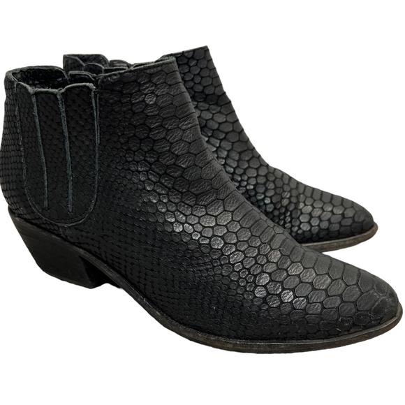 JOIE Barlow black leather snakeskin heeled ankle boots booties EU 37.5 - Picture 1 of 14
